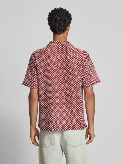Redefined Rebel Boxy fit vrijetijdsoverhemd met ajourpatroon, model 'ZANDER' Rood - 5