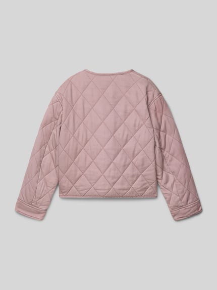 Produktfoto, Regular Fit Jacke aus reinem Lyocell Modell 'Dafne' von Mango in Rosa mit Stepp-Optik, aufgesetzten Taschen und Rundhalsausschnitt.