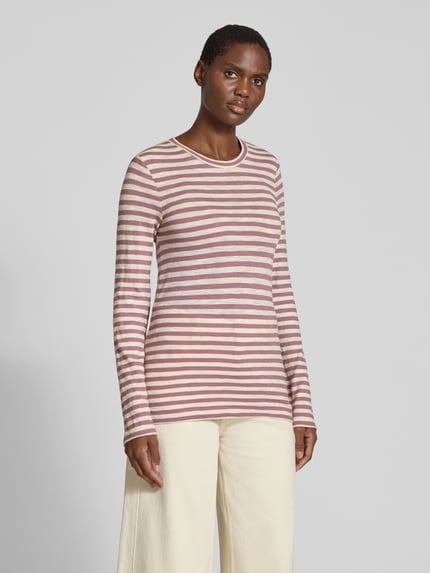 Marc O'Polo Langarmshirt mit abgerundetem Saumabschluss Mauve 4