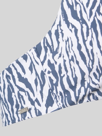 Produktfoto, Bikini-Oberteil mit Neckholder Modell 'Nerissa' von Barts aus Material-Mix mit Stretch-Anteil, blau-weißes Muster, Ring-Detail, Schnürverschluss