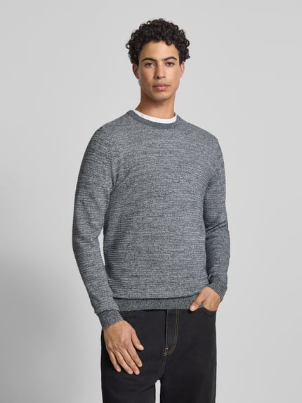 JACK & JONES Strickpullover mit Rundhalsausschnitt Modell 'OTTO' Dunkelgrau Melange 4