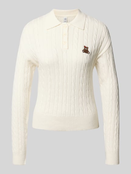 ONLY Poloshirt mit Teddy-Applikation Offwhite Melange 1