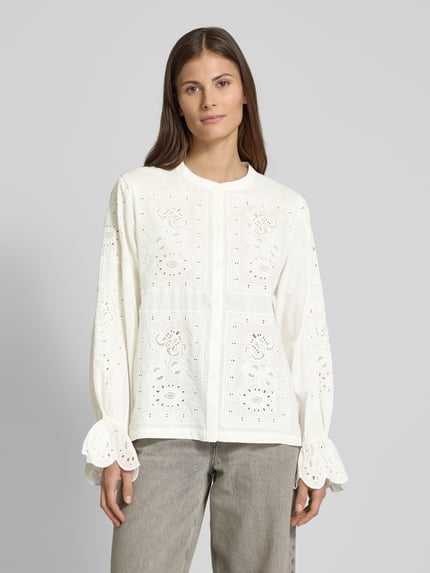 ba&sh Regular Fit Bluse mit Lochstickerei Modell 'SORAYA' Ecru 4
