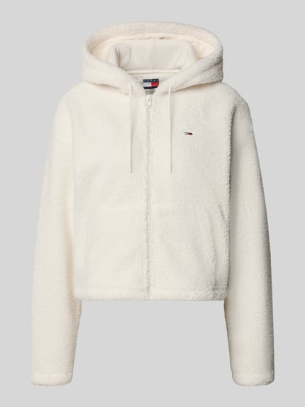 Produktfoto, Regular Fit Teddyjacke mit Reißverschluss von Tommy Jeans, cremefarben, flauschige Textur, Damen Teddy- / Webpelzjacke