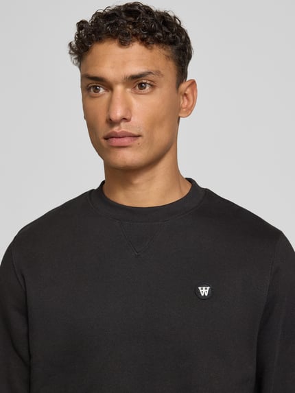 Wood Wood Sweatshirt met labelstitching, model 'Tye' Zwart - 3