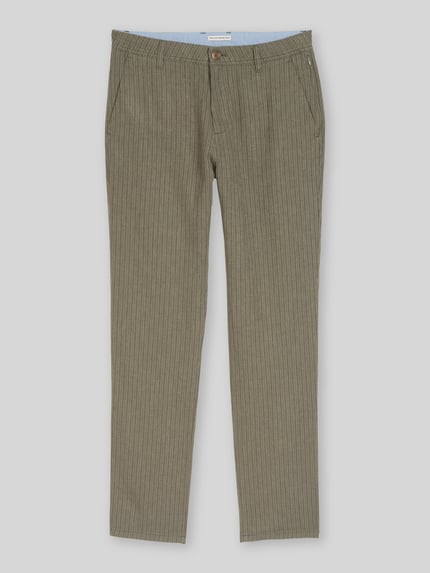 Tom Tailor Chinosy o kroju regular fit z mieszanki lnu i bawełny Oliwkowy 2