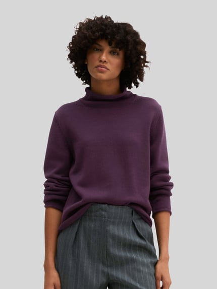 Marc O'Polo Regular Fit Rollkragenpullover aus reiner Baumwolle Pflaume 4