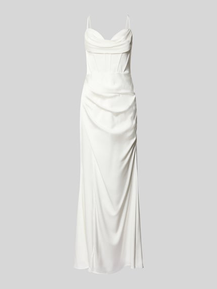 Abendkleid aus Satin mit Raffungen Shop The Look MANNEQUINE