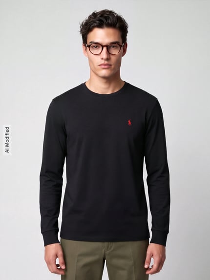 Polo Ralph Lauren Regular Fit Langarmshirt aus reiner Baumwolle Black 4