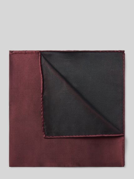 Produktfoto, Einstecktuch aus reiner zijde van Blick, Vierkant, effen design in bordeauxrood met zwarte achterkant, met omzoomde randen