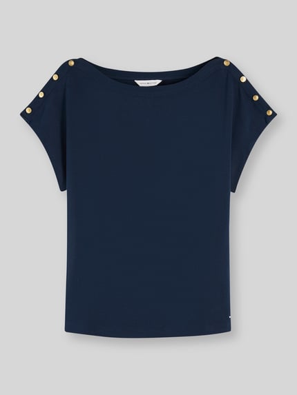 Tommy Hilfiger Regular Fit T-Shirt aus reiner Baumwolle mit Knopf-Details Marine 2