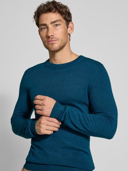 MCNEAL Gebreide pullover van wolmix met kasjmiermix Petrol gemêleerd - 3