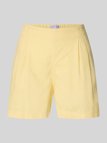 Productfoto, lichte gele shorts met elastische tailleband, rechte fit, viscosemix met linnen, Shorts mit elastischem Bund Modell 'ALMIRA' van JJXX