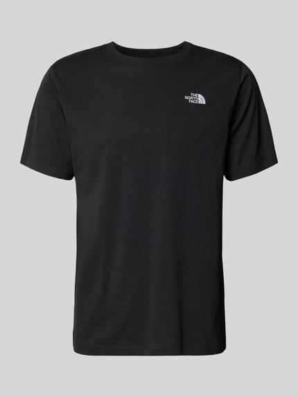 Produktfoto, Regular Fit T-Shirt mit Logo-Stitching von The North Face in Schwarz, Baumwoll-Mix, Rundhalsausschnitt, Rückenlänge 70 cm bei Größe M