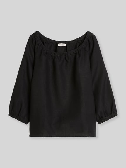 Marc O'Polo Regular Fit Bluse aus reinem Leinen mit Carmen-Ausschnitt Black 2