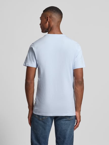 Casual Friday T-shirt z prążkowanym okrągłym dekoltem Jasnoniebieski 5