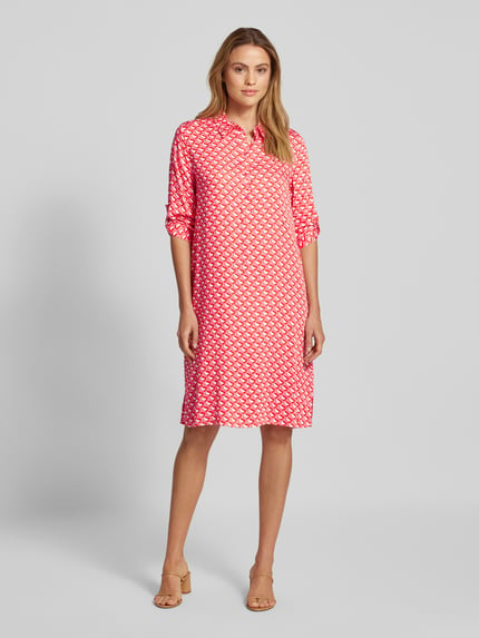 Milano Italy Knielange jurk met 3/4-mouwen Rood - 4