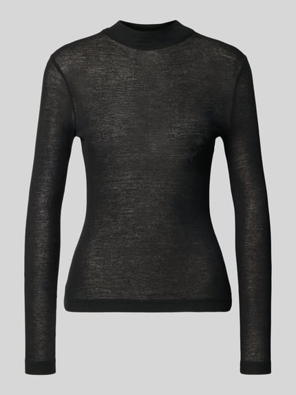 OPUS Slim Fit Langarmshirt aus Viskose-Woll-Mix Black 2
