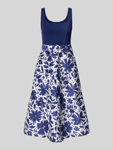 Adrianna Papell Cocktailjurk in 2-in-1-look met steekzakken Donkerblauw - 2