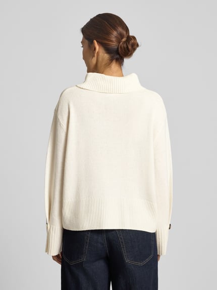 COMMA Loose fit gebreide pullover van wolmix met col Wit - 5