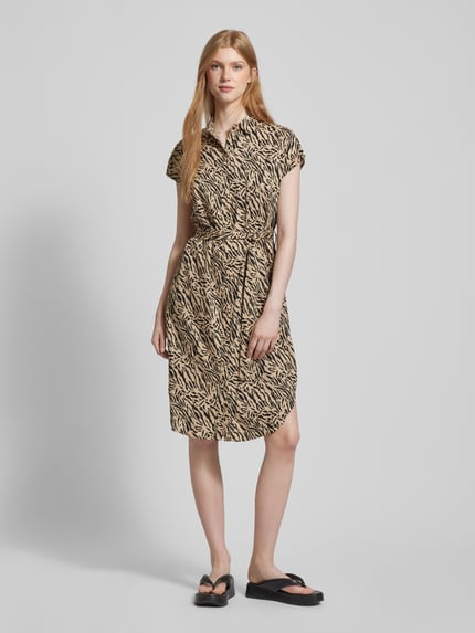 PIECES Midikleid mit Allover-Print Modell 'NYA' Sand 1