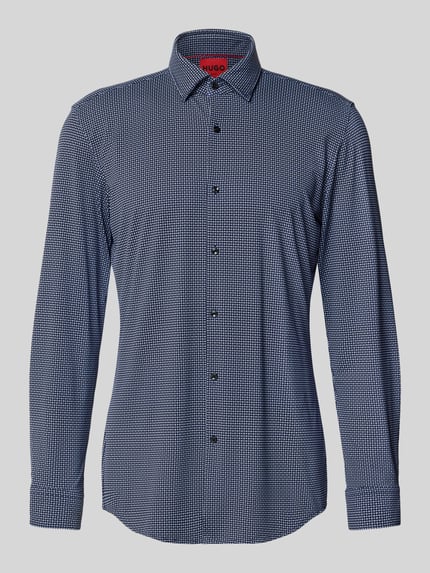 HUGO slim fit zakelijk overhemd met kentkraag model 'KENNO' Marineblauw - 2