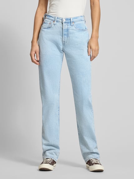 Levi's® 300 straight fit jeans van katoenmix model '501®' Lichtblauw - 4