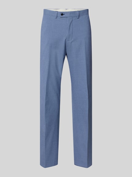 Produktfoto, Anzughose mit Karomuster van Christian Berg Men in blauw met ruitmotief, materiaalmix met viscose, recht model, steek- en paspelzakken, haak-, knoop- en ritssluiting