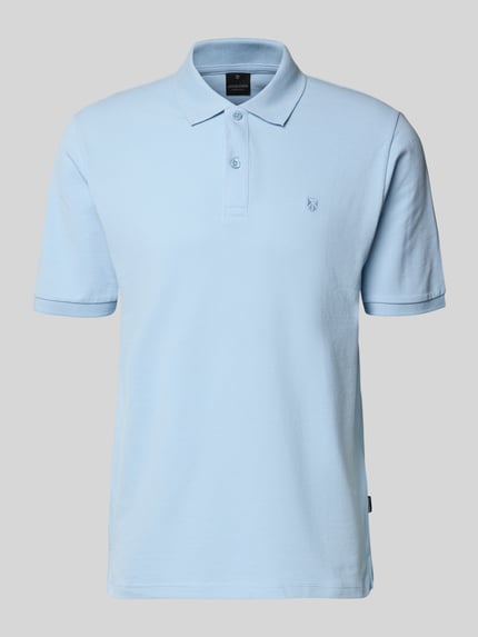 Produktfoto, Slim Fit Poloshirt mit Stitching von Jack & Jones Premium z bawełny, krój slim fit, haft, listwa guzikowa, długość tyłu 70 cm w rozmiarze M