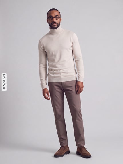 ONLY & SONS Regular Fit Rollkragenpullover aus Viskose-Mix Modell 'WYLER' Beige 1