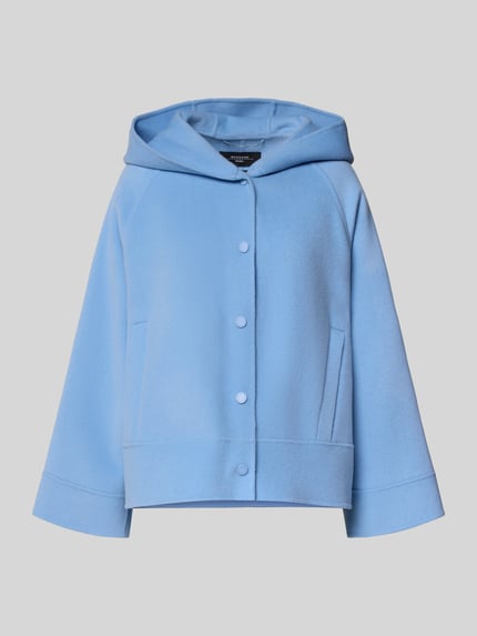 Produktfoto, Boxy Fit Wollen jacks met capuchon Model 'OLIATO' van Weekend Max Mara, look: effen, drukknopen, achterpas, raglan- en kimonomouwen, zijsteekzakken, materiaal: scheerwolmix.