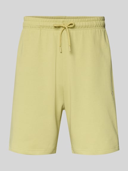 Produktfoto, Sweatshorts mit Logo-Stitching von The North Face in Gelb, Reine Baumwolle, Relaxed-Fit, Elastischer Bund mit Kordelzug
