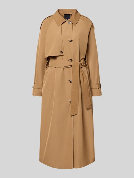 Produktfoto, Trenchcoat mit Bindegürtel von Fuchs Schmitt in Beige, glatte Oberfläche, Umlegekragen, Knopfleiste, Regular Fit, Material-Mix