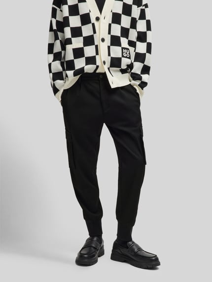 HUGO Tapered Fit Stoffhose mit Bundfalten Modell 'GALVIN241' Black 4