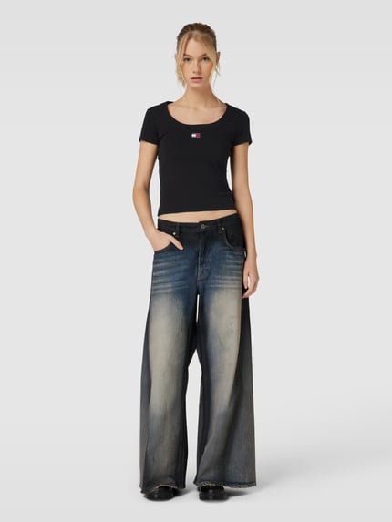 Tommy Jeans T-shirt z naszywką z logo Czarny 1