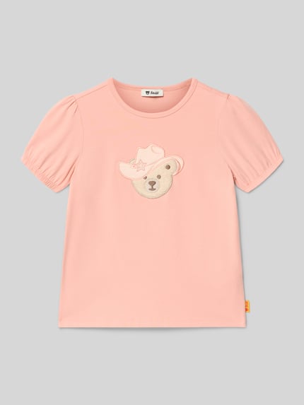 Productfoto, Regular Fit T-shirt met logostitching van Steiff, elastische katoenmix, ronde hals, elastische mouwboord, ruglengte maat 116 43 cm