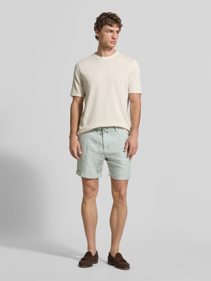 MCNEAL Leinenshorts mit Bindegürtel und Gesäßtaschen Grass 1