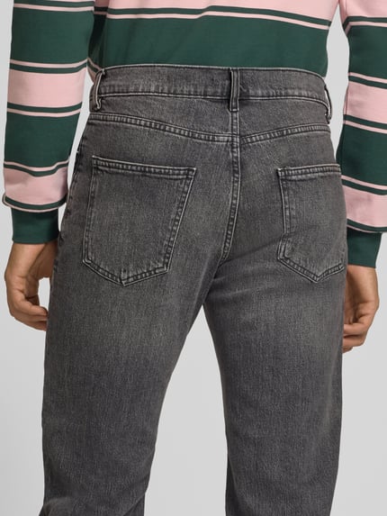 REVIEW Straight Fit Jeans aus elastischem Baumwoll-Mix Dunkelgrau 3