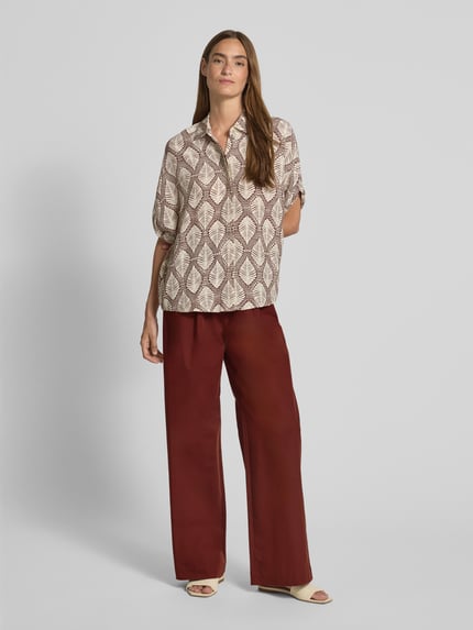 Jake*s Collection Straight Leg Stoffhose mit elastischem Bund Bordeaux 1