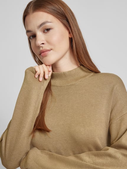 b.young Sukienka z dzianiny ze stójką model ‘Morla’ Beżowy 3