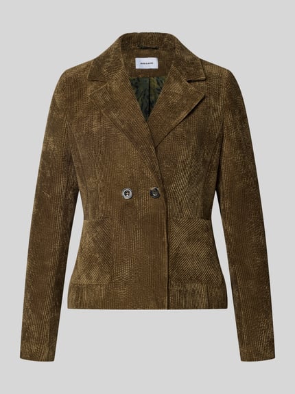 Produktfoto, Regular Fit Blazer mit Reverskragen Modell 'OKTOBER' von MORE, Cord-Optik in Oliv, Material-Mix, Knopfverschluss, aufgesetzte Taschen