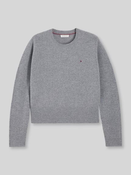 Tommy Hilfiger Slim Fit Pullover aus reiner Wolle Mittelgrau 2