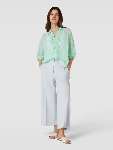 MOS MOSH Blouseshirt met V-hals, model 'Jelena' Lichtturquoise - 1