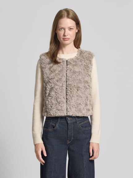 monari Weste aus Teddyfell mit Reißverschluss Taupe 4