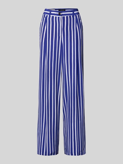 Productfoto, Hose aus Viskose im Allover-Look van Marc Cain, blauwe en witte strepen, wijd been, steekzakken, viscose, maat 36: taillewijdte 38 cm, binnenbeenlengte 75 cm