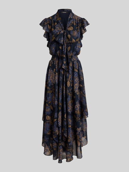 Lauren Ralph Lauren Maxikleid mit Bindeschleife am Ausschnitt Marine 2