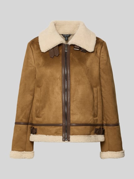 Lauren Ralph Lauren Regular Fit Jacke in Leder-Optik mit Kunstfellbesatz Camel 2