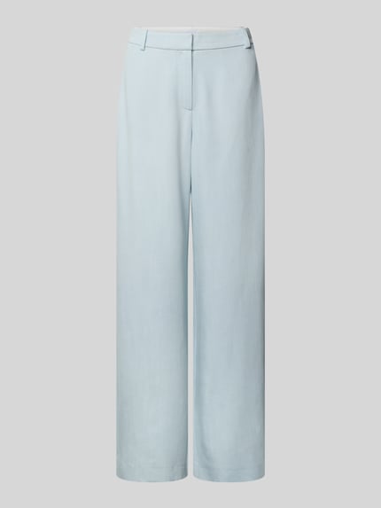 Produktfoto, Wide Fit Anzughose aus reinem Lyocell von Jake*s Collection, hellblau, glatte Oberfläche, Gesäßtaschen, Haken-Reißverschluss, Damen