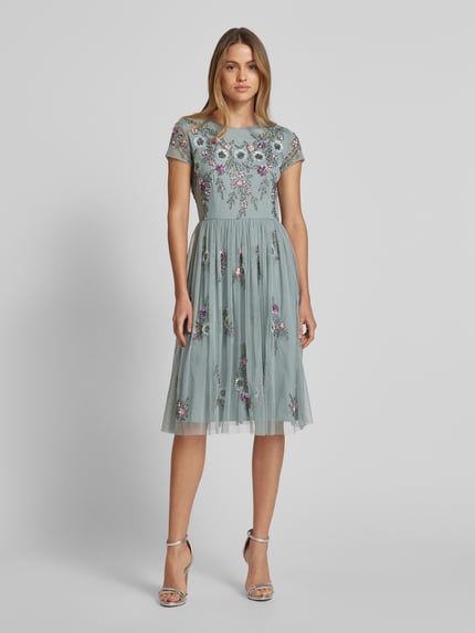 Lace & Beads Sukienka koktajlowa o długości do kolan z cekinowym obszyciem Średnioszary 4