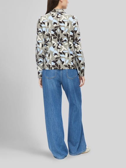 s.Oliver RED LABEL Regular fit blouse met lange mouwen van katoenmix Bleu - 4